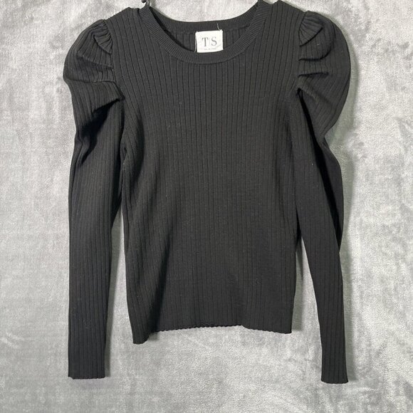 Twine & String Womens Ribbed Long Sleeve Knit Top Size M Puff Shoulder Gothic - Picture 1 of 6